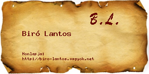 Biró Lantos névjegykártya